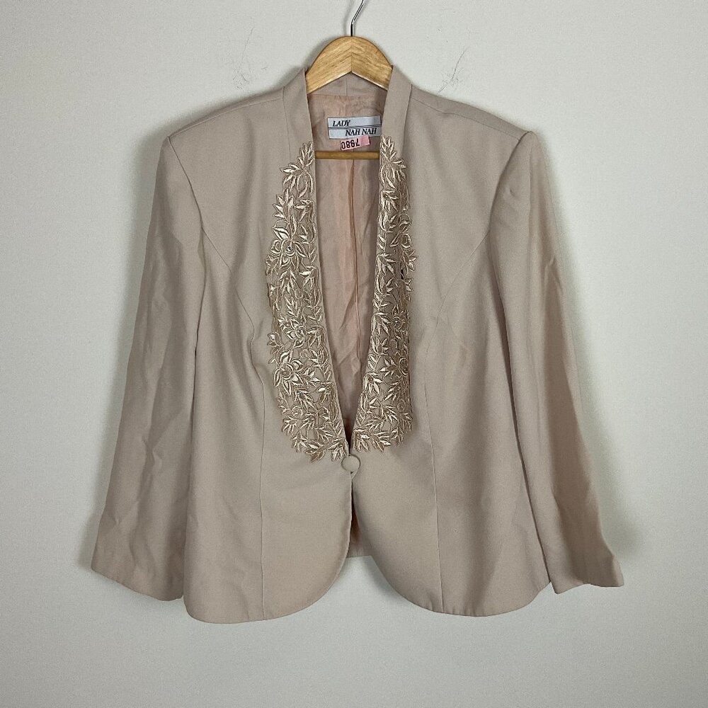 2/$30 Nah Nah Embroidered Tan Blazer 22W